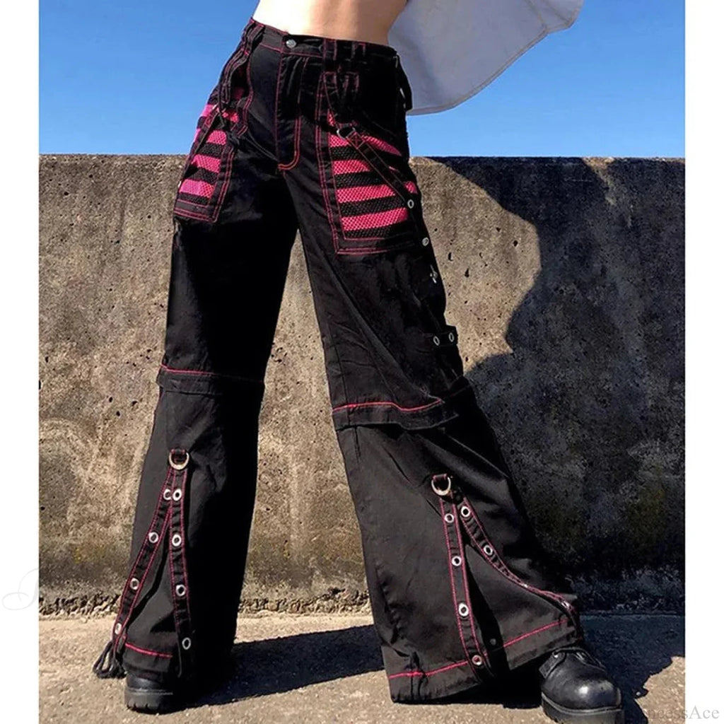 Dark Chain Wrap Wide Leg Trouser