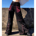Dark Chain Wrap Wide Leg Trouser