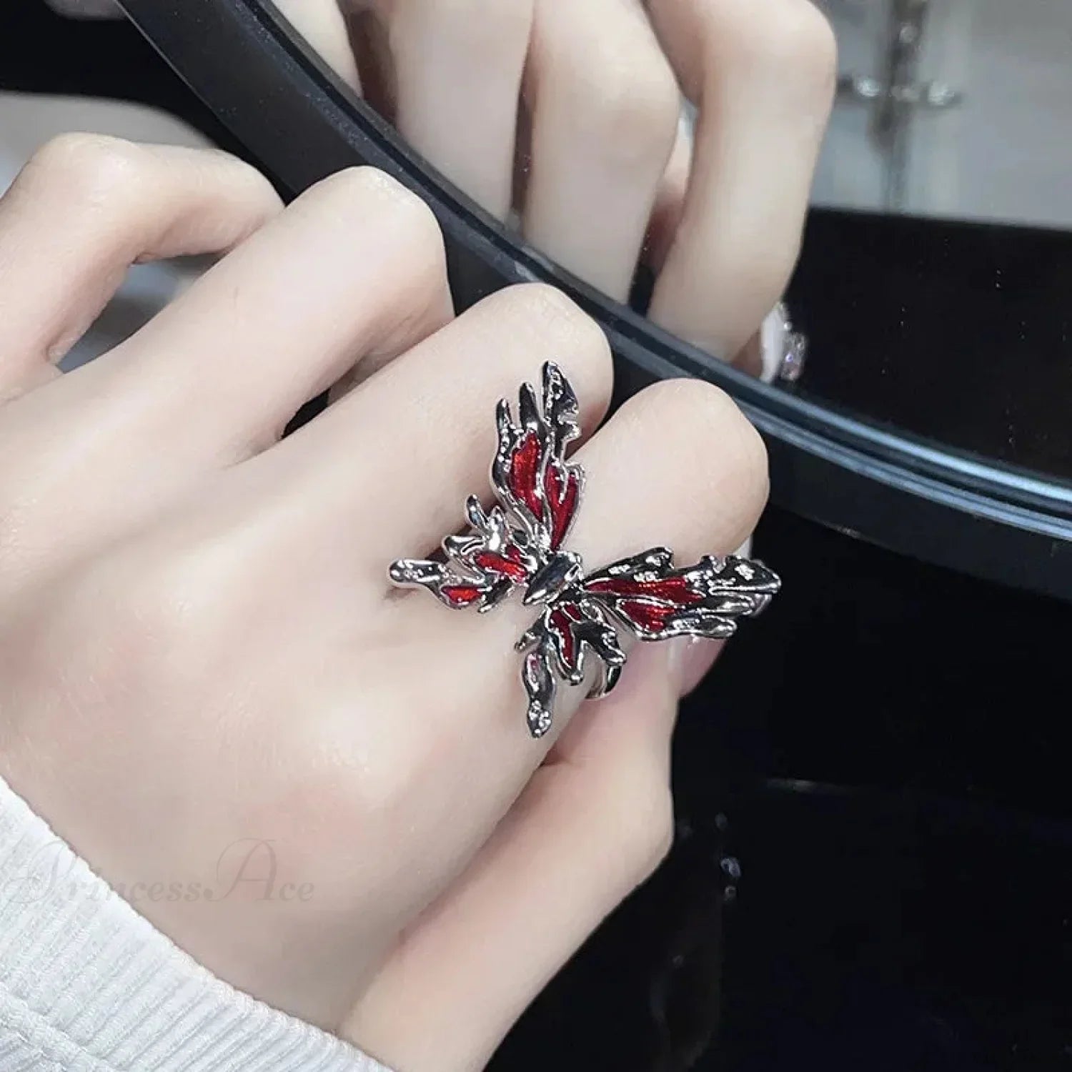 Dark Crimson Crystal Arachnid Celestial Band