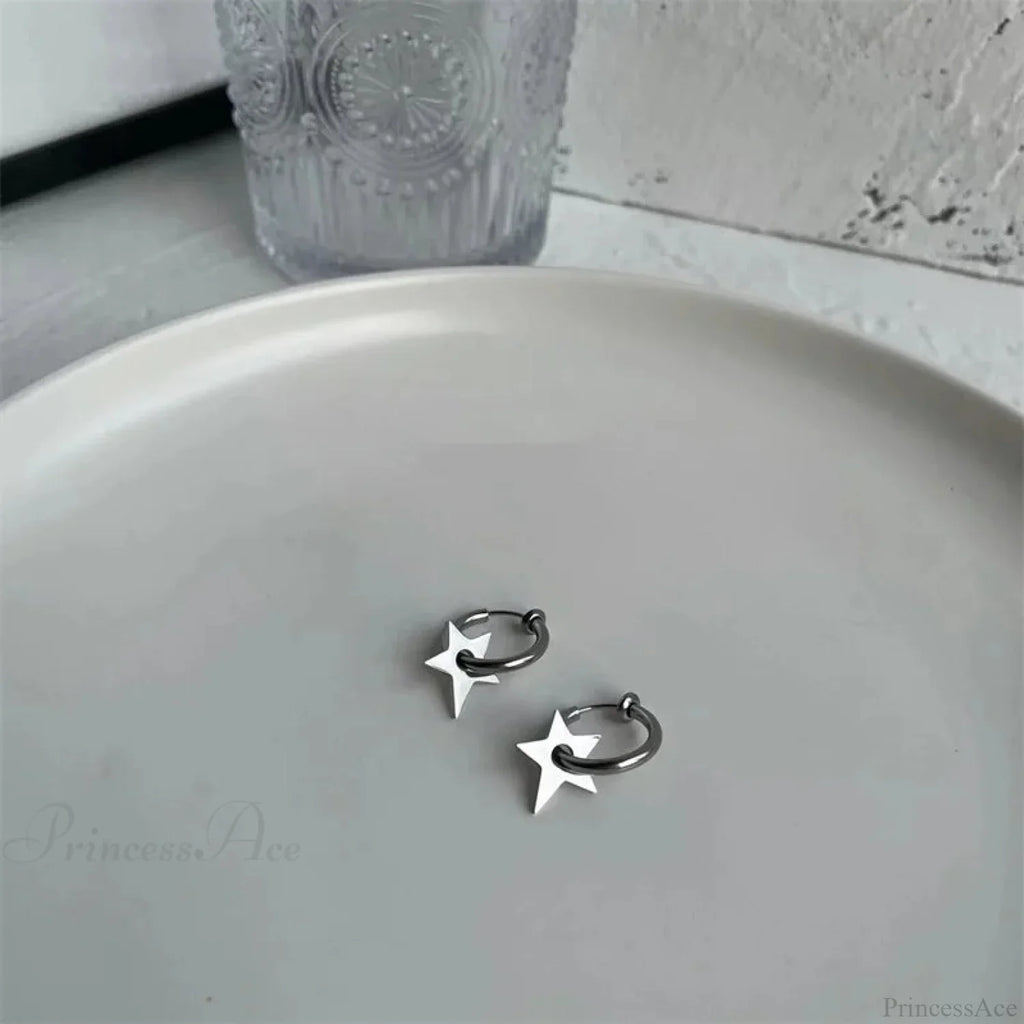 Dark Demon Wings Cross Chain Stud Earring