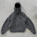 Dark Denim Patchwork Pullover Hoodie