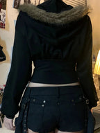 Dark Futuristic Furry Hem Hoodie