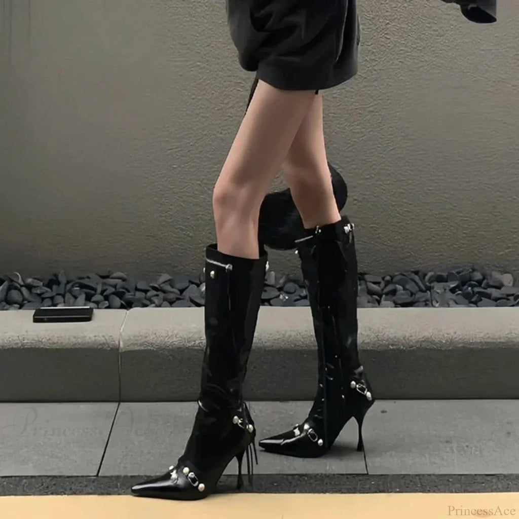 Dark Knight Elegant Style Pointed Toe Tall Boot