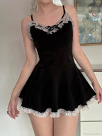 Dark Lace Ribbon Small Dress