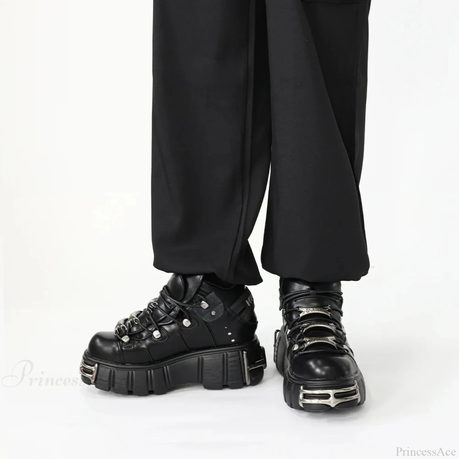 Dark Lace-Up Elevated Ankle Sneaker