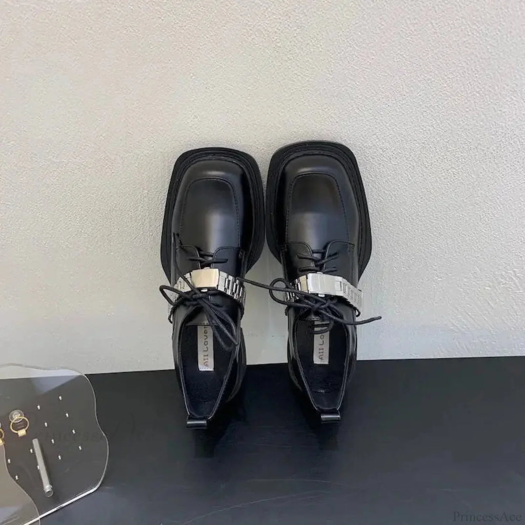 Dark Leather Chunky Sole Sneaker