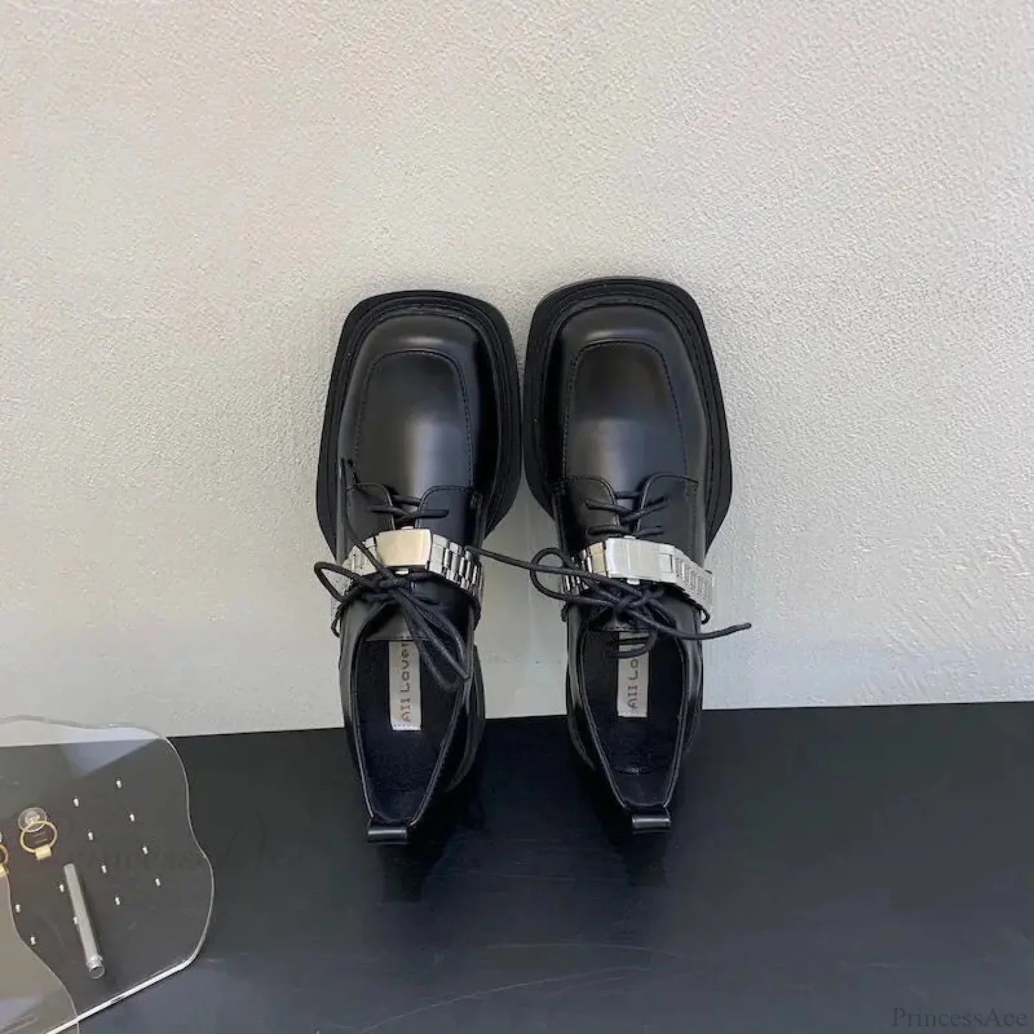 Dark Leather Chunky Sole Sneaker