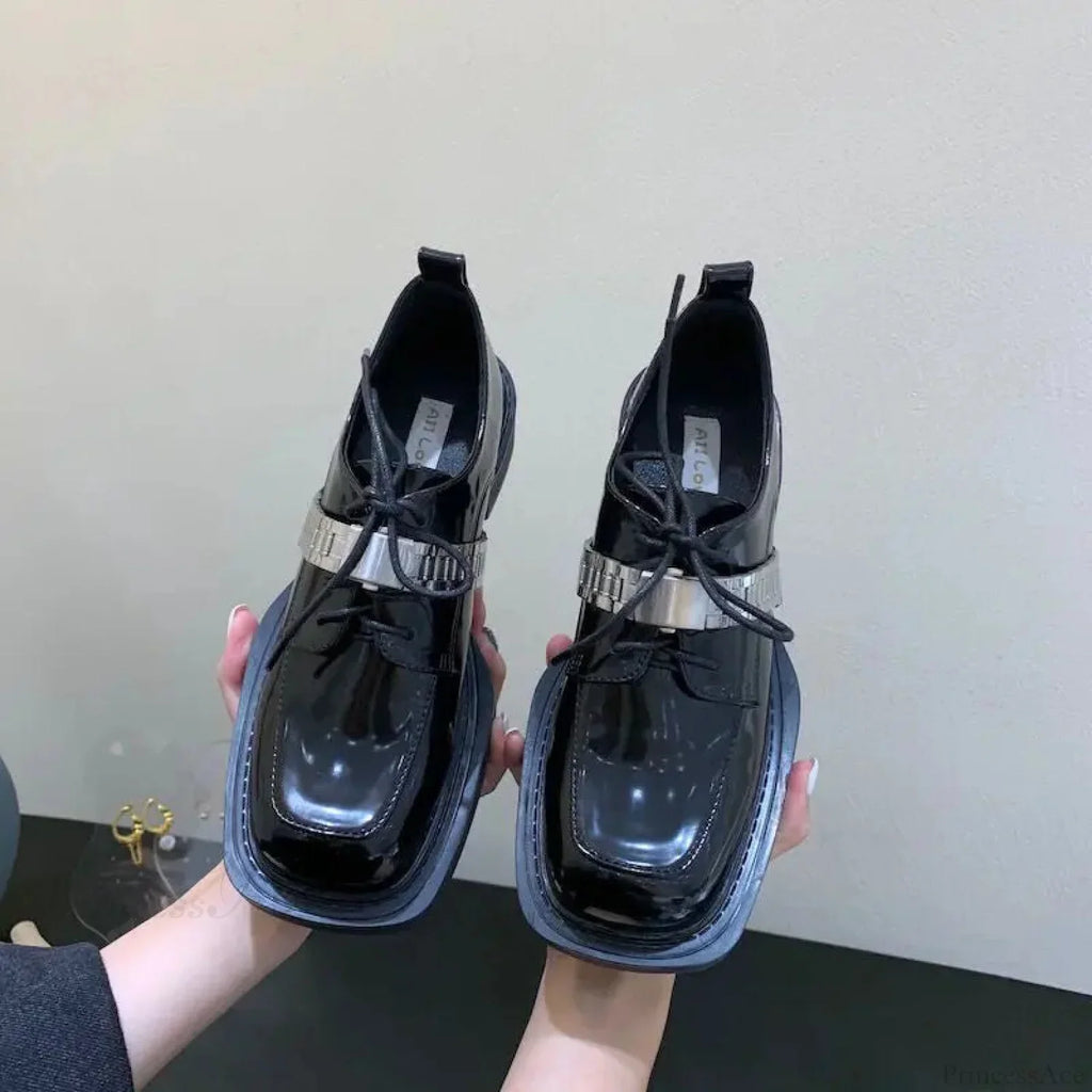 Dark Leather Chunky Sole Sneaker