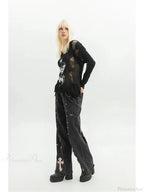 Dark Medieval 90s Style Denim Trouser