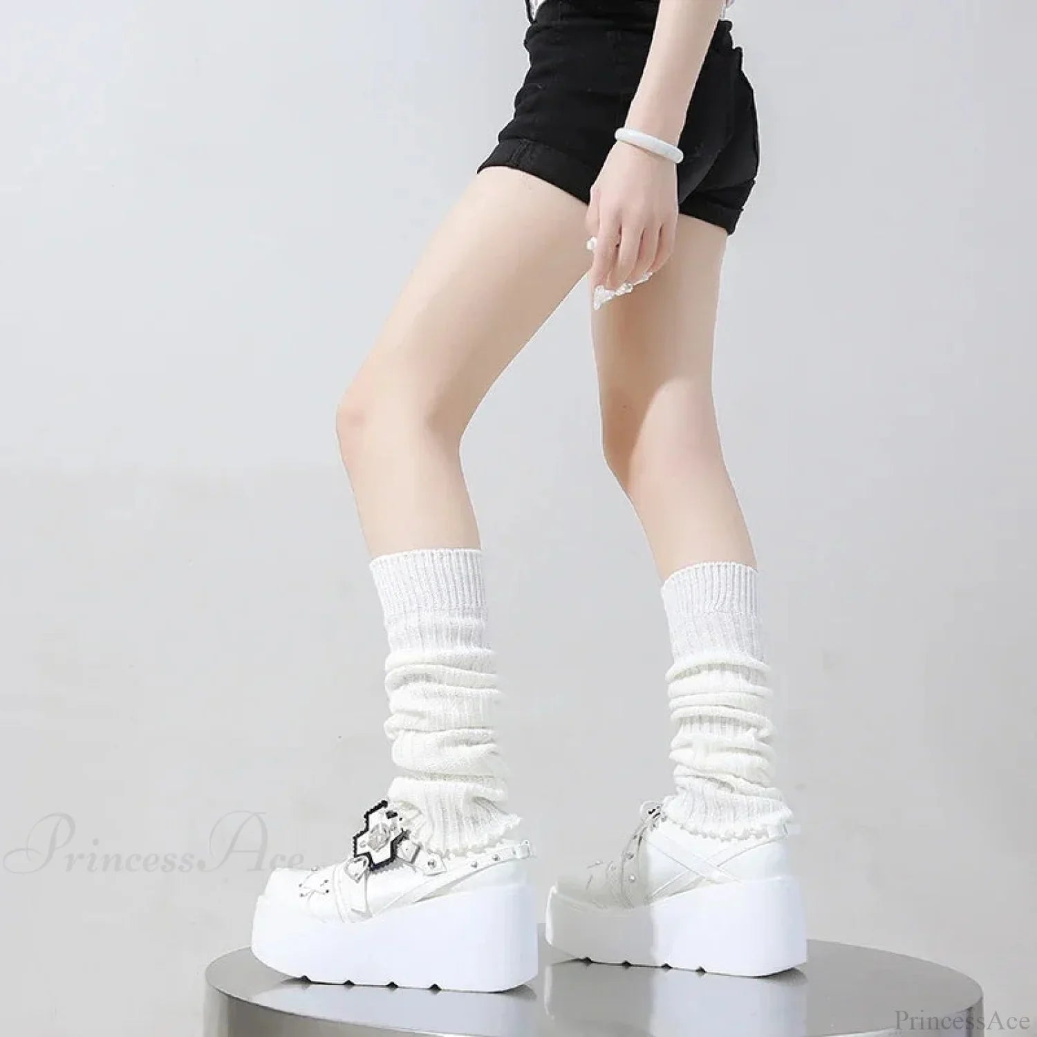 Dark Metal Ornate Platform Tennis Shoe