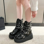Dark Motorcycle Zip Tall Heel Platform Boot