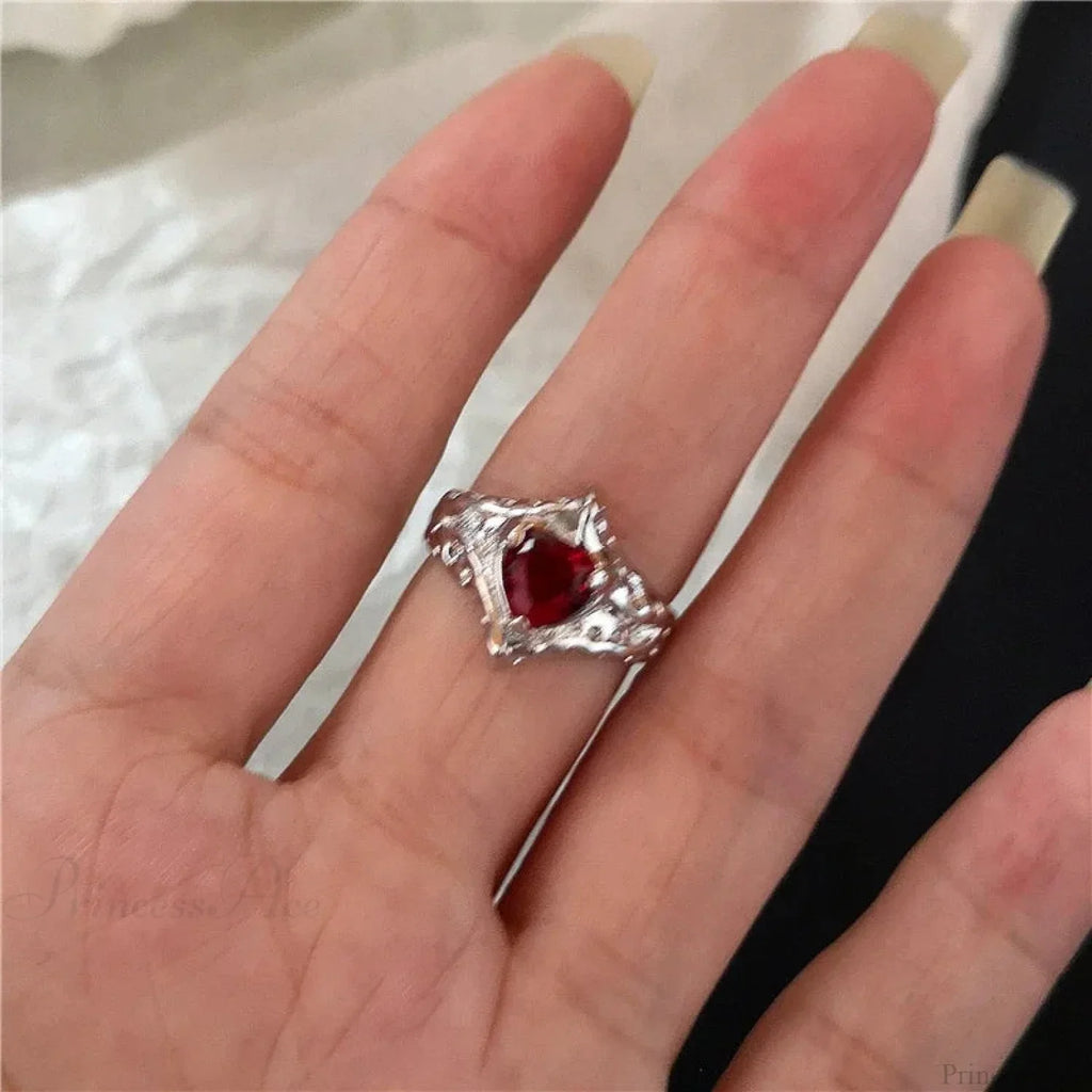 Dark Rebel Crimson Gem Cross Ring