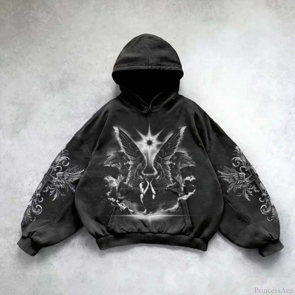 Dark Rebel Pattern Oversized Hoodie