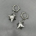 Dark Spiky Sphere Rivet Hoop Dangle Earring