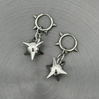 Dark Spiky Sphere Rivet Hoop Dangle Earring