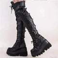 Dark Thigh Tall Platform Wedges Rebel Boot