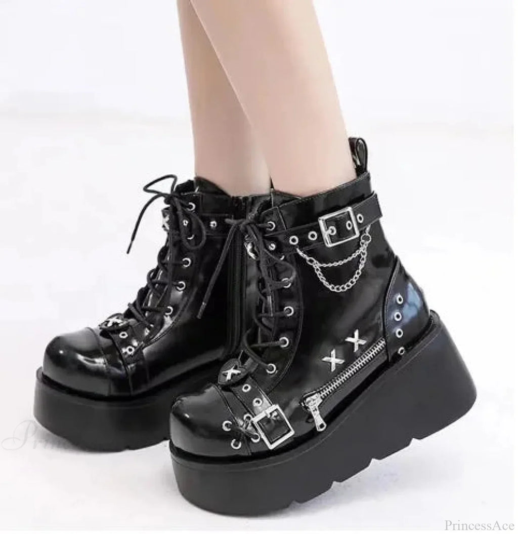 Dark Vampire Costume Elevated Mid-leg Boot