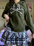 Dark Vintage Skull Zip Hoodie