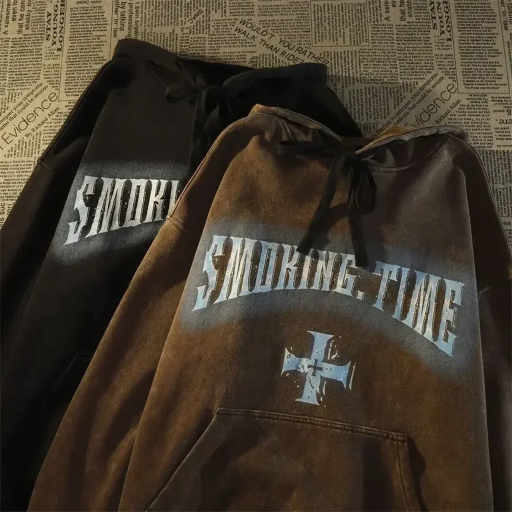 Dark Wind Skull Print Casual Hoodie