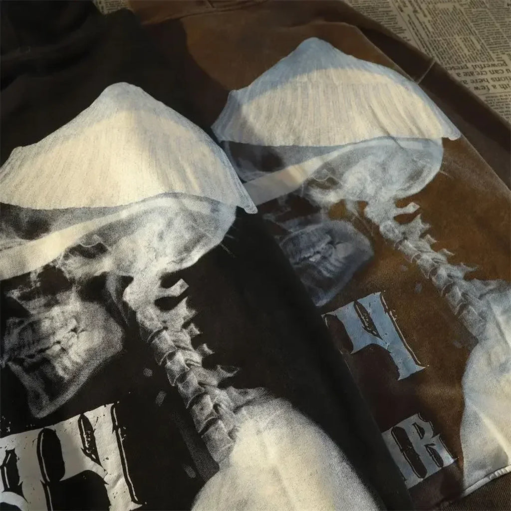 Dark Wind Skull Print Casual Hoodie