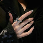 Dark Y2K Butterfly Fluid Metal Circle