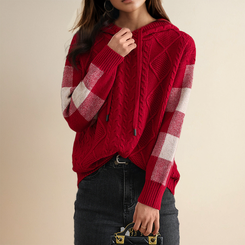 | Cable Knit Hoodie Sweater