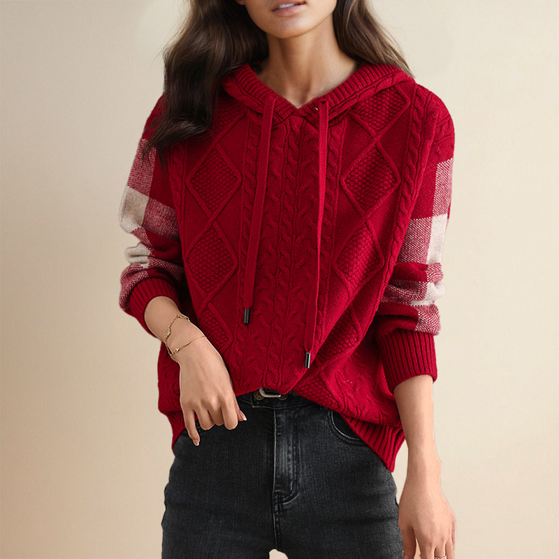 | Cable Knit Hoodie Sweater