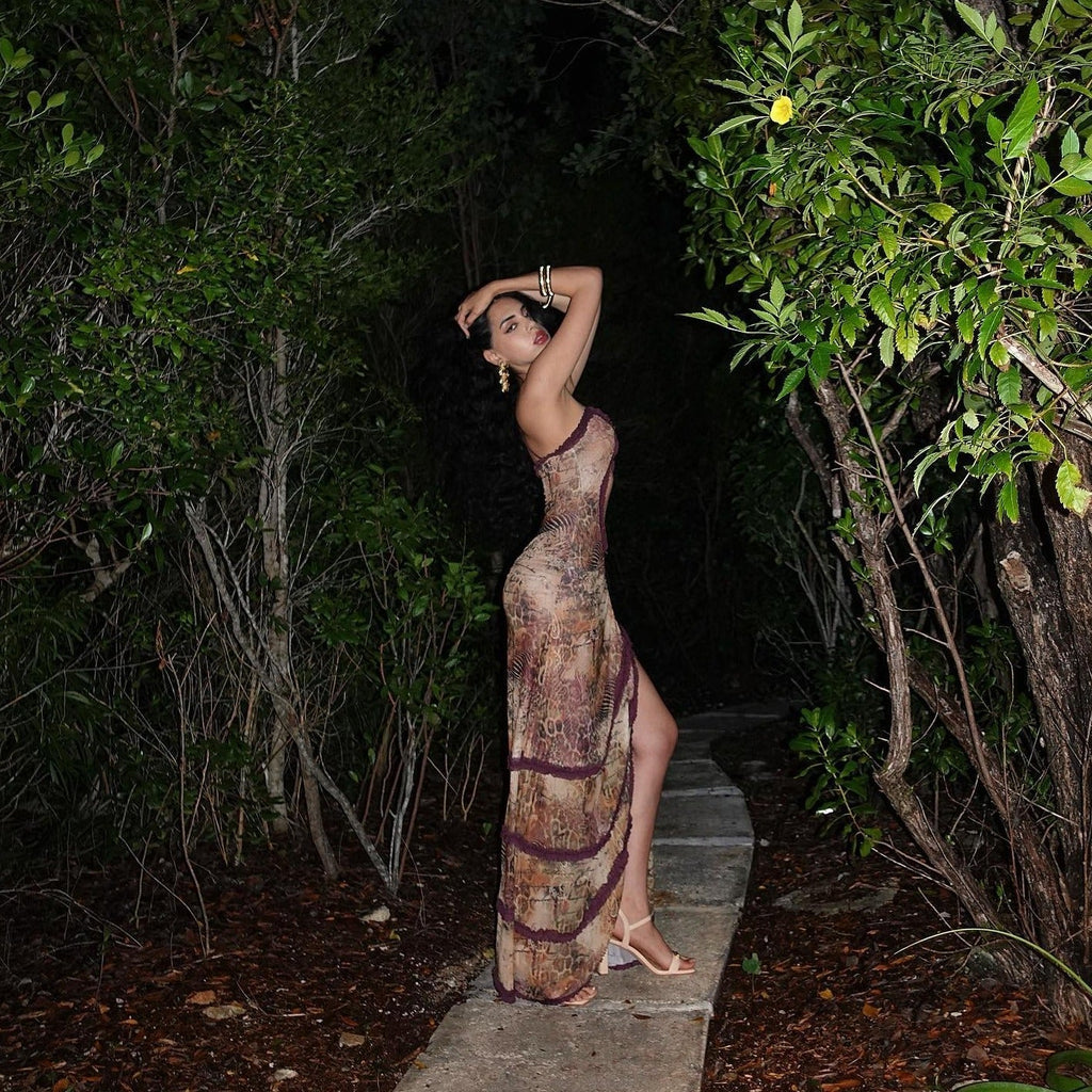 Purloined Smooch Ruched Maxi Dress