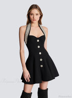 Dazzling Diamonds Halter Mini Party Dress