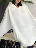 Letter Print Kangaroo Pocket Oversized Hoodie