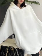 Letter Print Kangaroo Pocket Oversized Hoodie