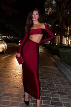 Strapless Crop Top High Waist Bodycon Maxi Skirt Set