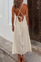 Iris Exclusive Print Frenulum Backless V Neck Dresses Everyday Luxe Edit