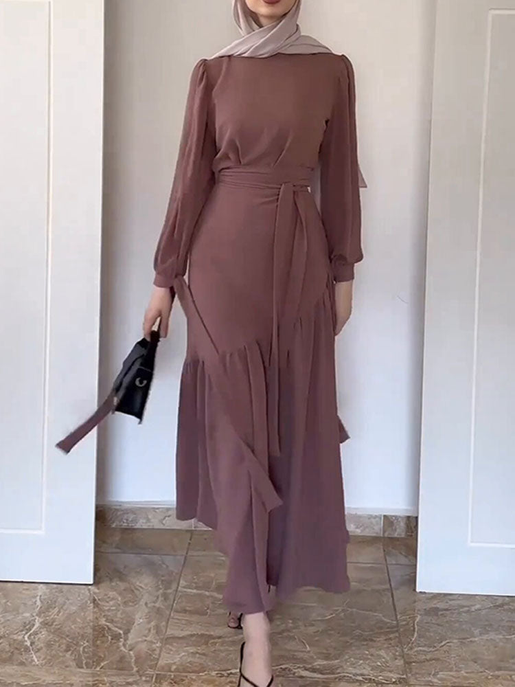 Puffy Sleeves  Wrap Desgin Two Pieces Suit