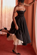 | Strapless V-neck Sleeveless Maxi Dress