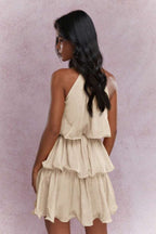 Halter Neck Tiered Ruffle Mini Dress