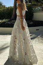 Lace Hollow Out Loose Beach Two Piece Boho Dress