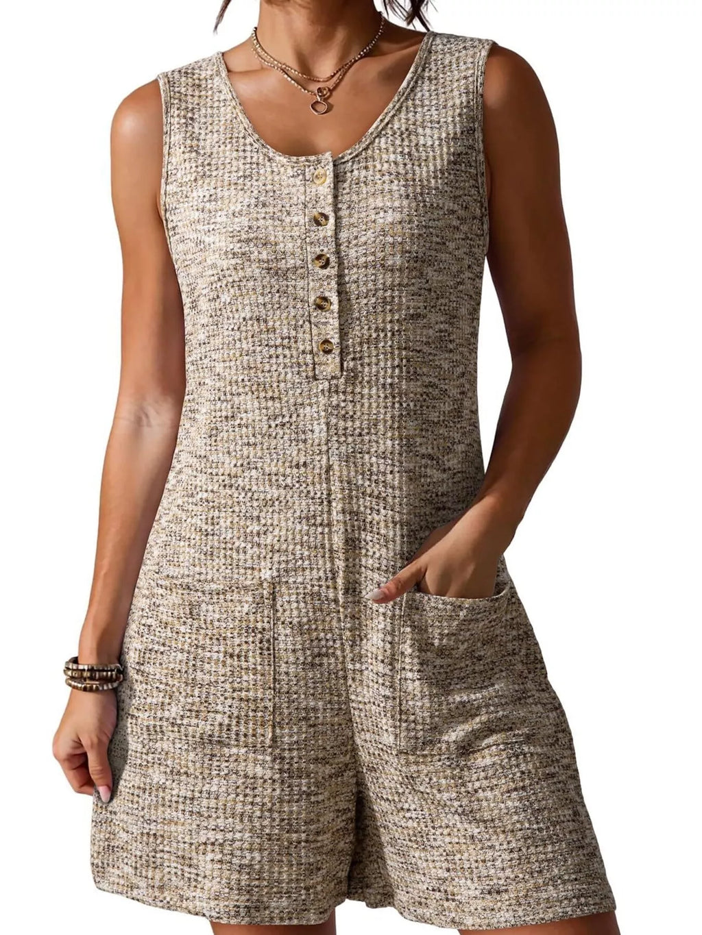 Sleeveless Button Detail Romper