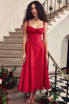 French Tie Waist A-Line Slip Dress