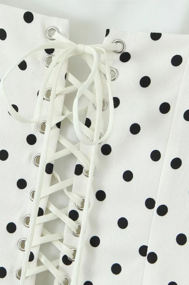 Polka Dot Square Neck Fit and Flare Mini Dress