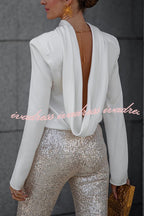 Secret of Elegance Satin Back Chain Cowl Neck Draped Blouse