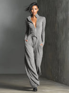 | Elegant Zipper Jumpsuit