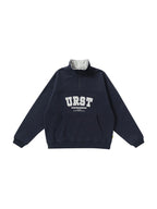 Letter Embroidery Lapel Neck Half Zipper Sweatshirt