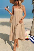 Tie-Shoulder Flowy Midi Dress
