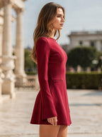 Sophisticated Structured Seam Long Sleeve Mini A Line Dress For Women 2026