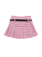 Plaid Pleated With Star Belt Mini Skirts