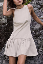 Velvet Bow Trim Drop Waist Gathered Pleated Mini Dress