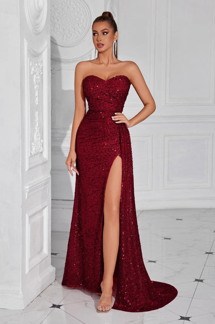 Strapless Split Maxi Dress