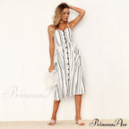 Polka Dot Striped Backless Midi Dress
