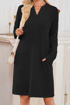Solid Color Loose Long-sleeved Casual Knitted Mini Dress